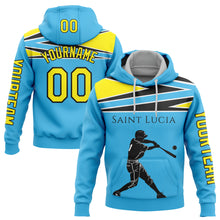 Load image into Gallery viewer, Custom Sky Blue Light Yellow-Black 3D Saint Lucia Saint Lucian Flag Sports Pullover Sweatshirt Hoodie