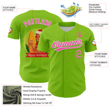 Load image into Gallery viewer, Custom Neon Green Pink-White 3D Funny Christmas Authentic Baseball Jersey