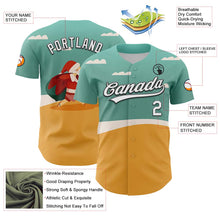Load image into Gallery viewer, Custom Teal Black-Old Gold 3D Funny Christmas Authentic Baseball Jersey