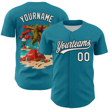 Load image into Gallery viewer, Custom Teal White-Black 3D Funny Christmas Authentic Baseball Jersey