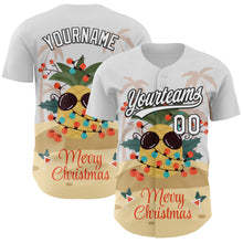 Load image into Gallery viewer, Custom White Black 3D Funny Christmas Authentic Baseball Jersey
