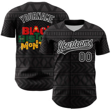 Load image into Gallery viewer, Custom Black White 3D Pattern Design Black History Month Authentic Baseball Jersey