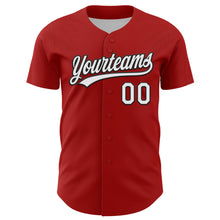 Load image into Gallery viewer, Custom Red White-Black 3D Pattern Design Black History Month Authentic Baseball Jersey