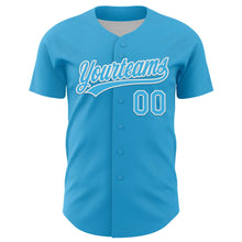 Load image into Gallery viewer, Custom Sky Blue White 3D Love Heart Valentine's Day Authentic Baseball Jersey