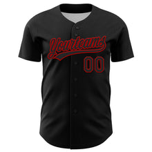 Load image into Gallery viewer, Custom Black Red 3D Love Heart Valentine's Day Authentic Baseball Jersey