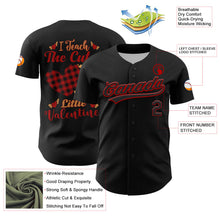 Load image into Gallery viewer, Custom Black Red 3D Love Heart Valentine's Day Authentic Baseball Jersey