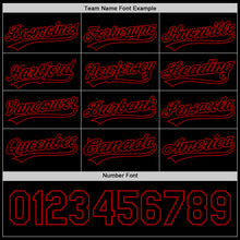 Load image into Gallery viewer, Custom Black Red 3D Love Heart Valentine's Day Authentic Baseball Jersey