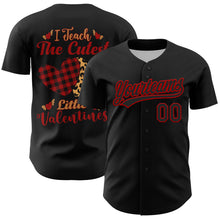 Load image into Gallery viewer, Custom Black Red 3D Love Heart Valentine's Day Authentic Baseball Jersey