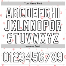 Load image into Gallery viewer, Custom White Black Pinstripe Black 3D Love Heart Valentine's Day Authentic Baseball Jersey