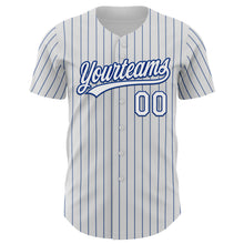 Load image into Gallery viewer, Custom White Royal Pinstripe Royal 3D Love Heart Valentine's Day Authentic Baseball Jersey