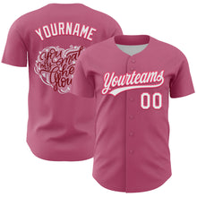 Load image into Gallery viewer, Custom Pink White-Neon Pink 3D Love Heart Valentine's Day Authentic Baseball Jersey