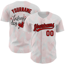 Load image into Gallery viewer, Custom White Red-Black 3D Love Heart Valentine's Day Authentic Baseball Jersey