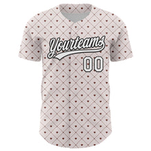 Load image into Gallery viewer, Custom White Black 3D Love Heart Valentine's Day Authentic Baseball Jersey