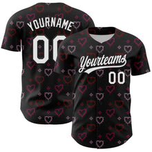 Load image into Gallery viewer, Custom Black White 3D Love Heart Valentine's Day Authentic Baseball Jersey