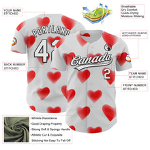 Load image into Gallery viewer, Custom White Black 3D Love Heart Valentine's Day Authentic Baseball Jersey