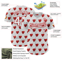 Load image into Gallery viewer, Custom White Red 3D Love Heart Valentine's Day Authentic Baseball Jersey