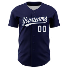 Load image into Gallery viewer, Custom Navy White 3D Love Heart Valentine's Day Authentic Baseball Jersey
