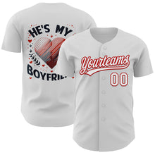 Load image into Gallery viewer, Custom White Red 3D Love Heart Valentine's Day Authentic Baseball Jersey