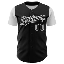 Load image into Gallery viewer, Custom Black White 3D Lung Cancer Ribbon Authentic Baseball Jersey