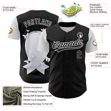 Load image into Gallery viewer, Custom Black White 3D Lung Cancer Ribbon Authentic Baseball Jersey