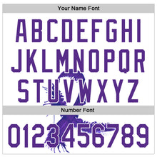Load image into Gallery viewer, Custom White Purple 3D Testicular Cancer Ribbon Authentic Baseball Jersey