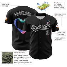 Load image into Gallery viewer, Custom Black White 3D Thyroid Cancer Ribbon Authentic Baseball Jersey