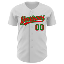 Load image into Gallery viewer, Custom White Fire Red-Grass Green 3D Funny Christmas Authentic Baseball Jersey