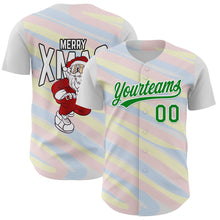 Load image into Gallery viewer, Custom White Grass Green 3D Funny Christmas Authentic Baseball Jersey