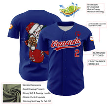 Load image into Gallery viewer, Custom Royal Red-White 3D Funny Christmas Authentic Baseball Jersey