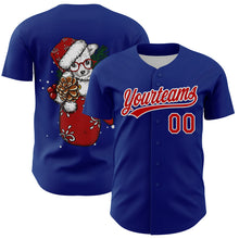 Load image into Gallery viewer, Custom Royal Red-White 3D Funny Christmas Authentic Baseball Jersey
