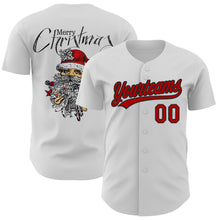 Load image into Gallery viewer, Custom White Red-Black 3D Funny Christmas Authentic Baseball Jersey