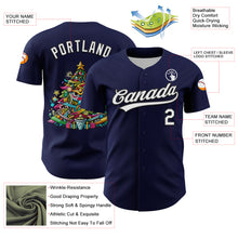 Load image into Gallery viewer, Custom Navy White-Black 3D Funny Christmas Authentic Baseball Jersey
