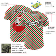 Load image into Gallery viewer, Custom White Black Red-Kelly Green 3D Funny Christmas Authentic Baseball Jersey
