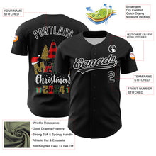 Load image into Gallery viewer, Custom Black White 3D Funny Christmas Authentic Baseball Jersey