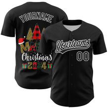 Load image into Gallery viewer, Custom Black White 3D Funny Christmas Authentic Baseball Jersey