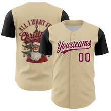 Load image into Gallery viewer, Custom Cream Crimson-White 3D Funny Christmas Authentic Baseball Jersey
