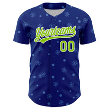 Load image into Gallery viewer, Custom Royal Neon Green-White 3D Funny Christmas Authentic Baseball Jersey