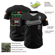 Load image into Gallery viewer, Custom Black Kelly Green-Red 3D Funny Christmas Authentic Baseball Jersey