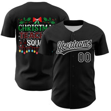 Load image into Gallery viewer, Custom Black Kelly Green-Red 3D Funny Christmas Authentic Baseball Jersey