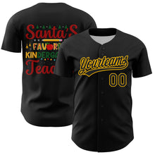 Load image into Gallery viewer, Custom Black Gold Kelly Green-Red 3D Funny Christmas Authentic Baseball Jersey