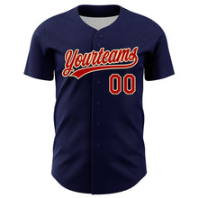 Load image into Gallery viewer, Custom Navy Red-Cream 3D Funny Christmas Authentic Baseball Jersey