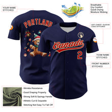 Load image into Gallery viewer, Custom Navy Red-Cream 3D Funny Christmas Authentic Baseball Jersey