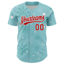Load image into Gallery viewer, Custom Ice Blue Red-Kelly Green 3D Funny Christmas Authentic Baseball Jersey