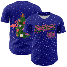 Load image into Gallery viewer, Custom Royal Green-Pink 3D Funny Christmas Authentic Baseball Jersey