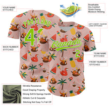 Load image into Gallery viewer, Custom Medium Pink Neon Green-White 3D Funny Christmas Authentic Baseball Jersey