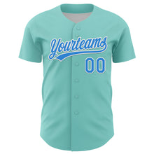 Load image into Gallery viewer, Custom Ice Blue Electric Blue-White 3D Funny Christmas Authentic Baseball Jersey