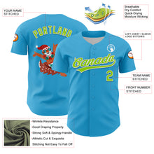 Load image into Gallery viewer, Custom Sky Blue Neon Green-White 3D Funny Christmas Authentic Baseball Jersey