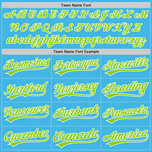 Load image into Gallery viewer, Custom Sky Blue Neon Green-White 3D Funny Christmas Authentic Baseball Jersey