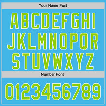 Load image into Gallery viewer, Custom Sky Blue Neon Green-White 3D Funny Christmas Authentic Baseball Jersey