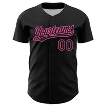Load image into Gallery viewer, Custom Black Pink 3D Love Heart Valentine's Day Authentic Baseball Jersey